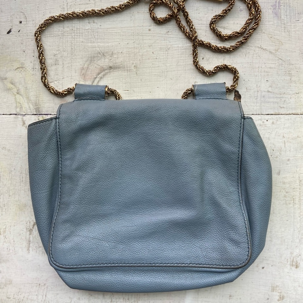 Chloe Mini-Elsie Bag in Light Blue with Turn Lock Clasp Crossbody Shoulder Purse - Picture 7 of 12